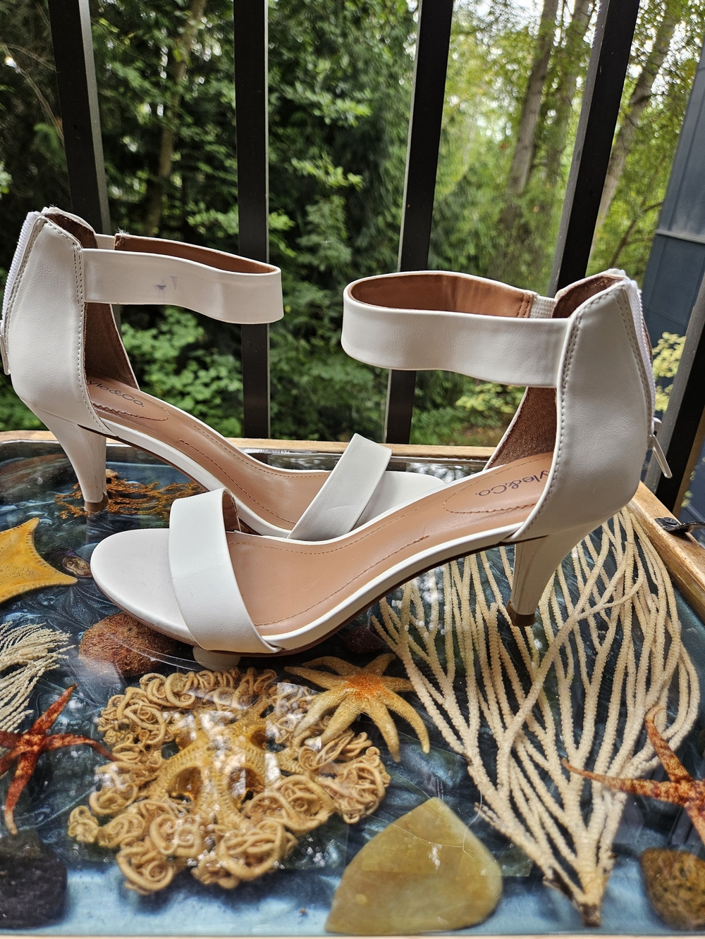 Style & Co. White Ankle-Strap Kitten Heel Sandals